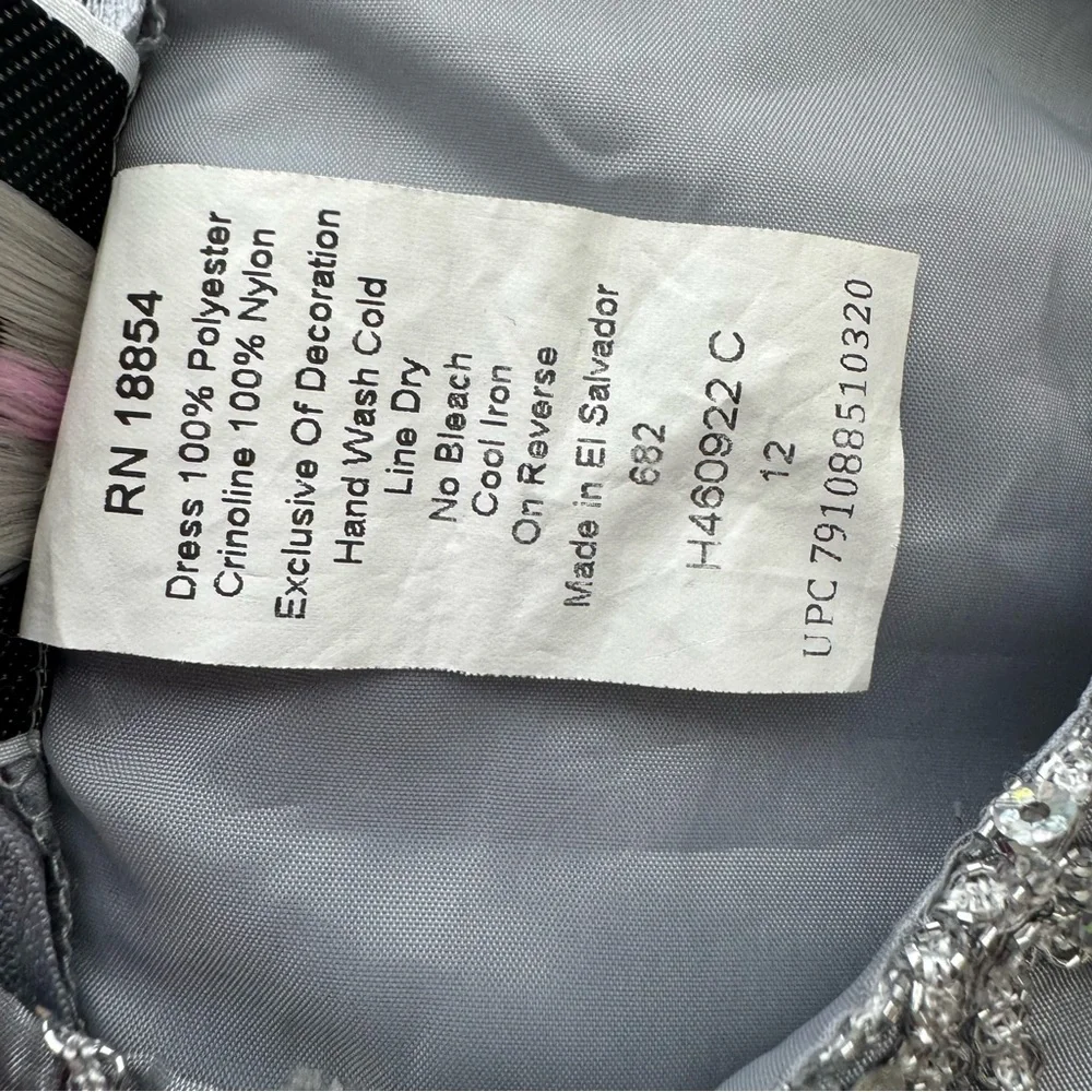 Rare Editions Silver Gray Floral Pattern Sequin Party Dress Girls‎ Sz 12 Wedding